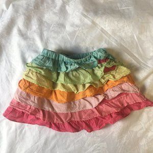 Gymboree Layered Ruffle Skirt Girls Size 4T Elastic Waist Pink Rainbow Pastel